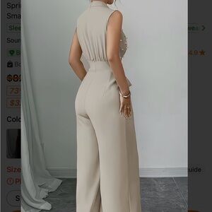 Sleeveless High-Waist Wide-Leg Jumpsuit - Cream
